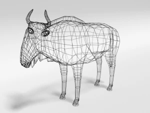 low poly cartoon gnu wildebeest antelope 3D Model