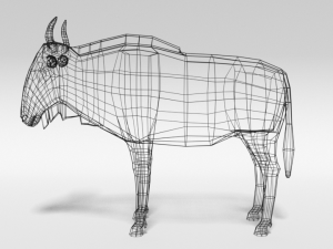 low poly cartoon gnu wildebeest antelope 3Dモデル