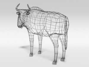 low poly cartoon gnu wildebeest antelope 3Dモデル