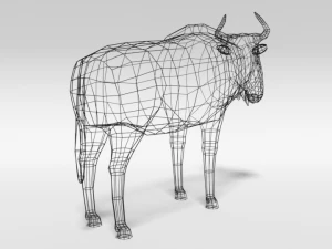 low poly cartoon gnu wildebeest antelope 3D Model