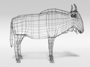 low poly cartoon gnu wildebeest antelope 3Dモデル