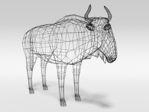 low poly cartoon gnu wildebeest antelope 3Dモデル