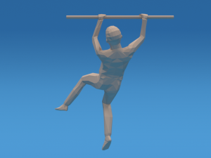 low poly kid hanging on bar 3D Model