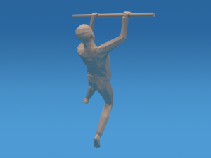 low poly kid hanging on bar 3D Model