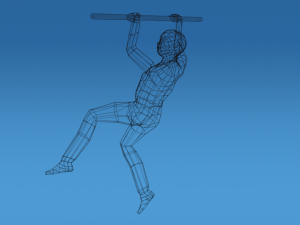 low poly kid hanging on bar 3D Model