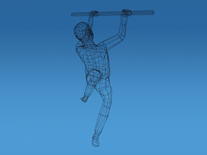 low poly kid hanging on bar 3D Model