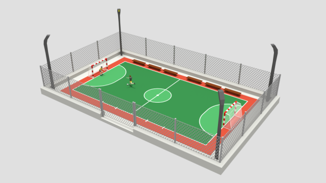 cartoon street football court 3D Model .c4d .max .obj .3ds .fbx .stl .blend 