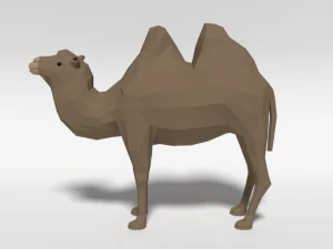 low poly cartoon bactrian camel 3D Model