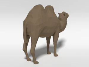 low poly cartoon bactrian camel 3D Model