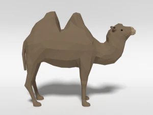 low poly cartoon bactrian camel 3D Model