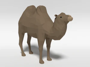 low poly cartoon bactrian camel 3D Model