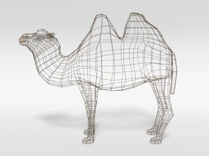 low poly cartoon bactrian camel 3D Model