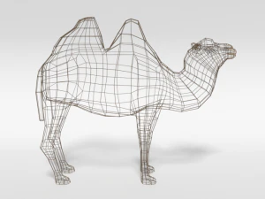 low poly cartoon bactrian camel 3D Model