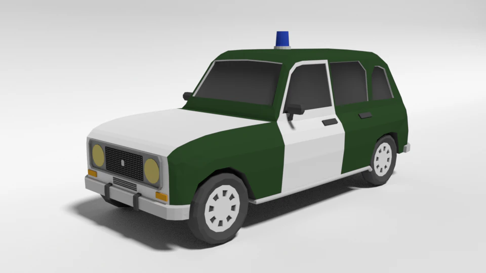 low poly cartoon retro police car 3D Model .c4d .max .obj .3ds .fbx .stl .blend 