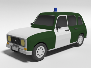 low poly cartoon retro police car 3D Model