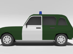 low poly cartoon retro police car 3D Model