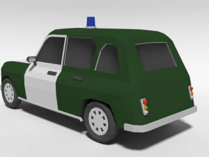 low poly cartoon retro police car 3D Model