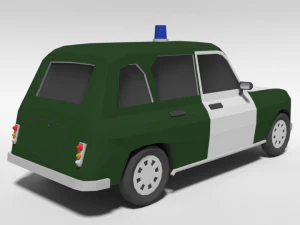 low poly cartoon retro police car 3D Model
