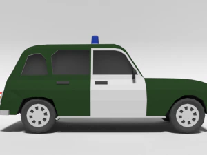 low poly cartoon retro police car 3D Model