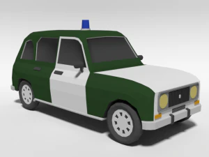 low poly cartoon retro police car 3D Model