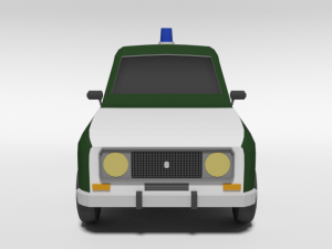 low poly cartoon retro police car 3D 模型