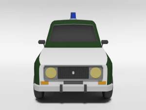 low poly cartoon retro police car 3D Model