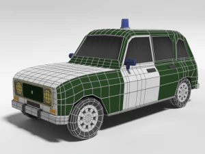 low poly cartoon retro police car 3D Model