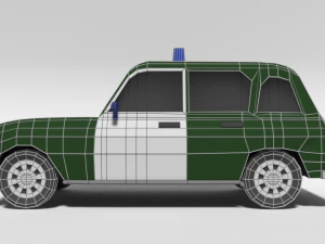 low poly cartoon retro police car 3D Model