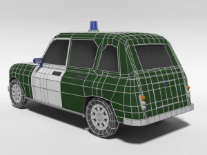 low poly cartoon retro police car 3D Model