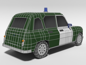 low poly cartoon retro police car 3D 模型