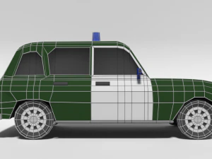 low poly cartoon retro police car 3D Model
