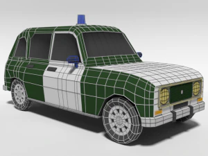 low poly cartoon retro police car 3D Model