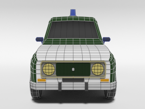 low poly cartoon retro police car 3D 模型