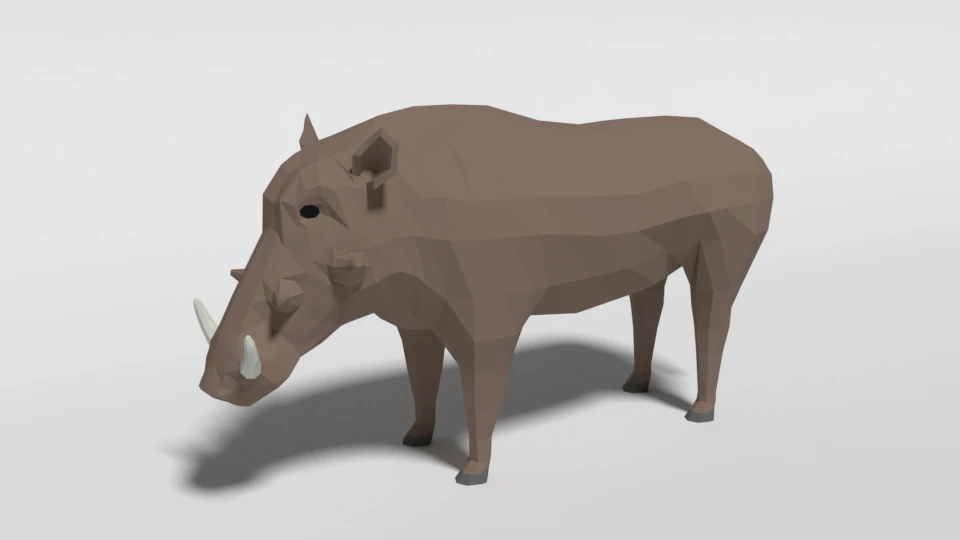low poly cartoon warthog 3D Model .c4d .max .obj .3ds .fbx .stl .blend 