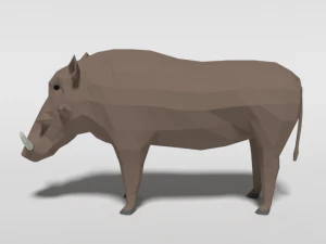 low poly cartoon warthog 3D Model
