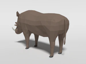 low poly cartoon warthog 3D Model