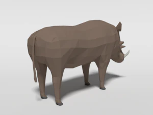 low poly cartoon warthog 3D Model