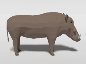 low poly cartoon warthog 3D Model