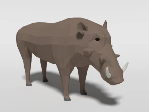 low poly cartoon warthog 3D Model