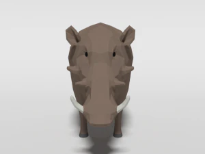 low poly cartoon warthog 3D Model