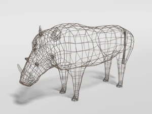 low poly cartoon warthog 3D Model