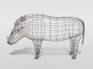 low poly cartoon warthog 3D Model