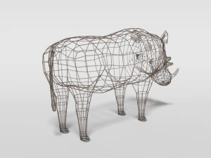 low poly cartoon warthog 3D Model