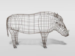 low poly cartoon warthog 3D Model