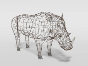 low poly cartoon warthog 3D Model