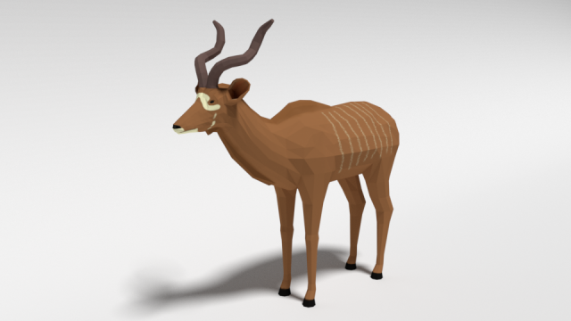 low poly cartoon greater kudu antelope 3Dモデル .c4d .max .obj .3ds .fbx .stl .blend 