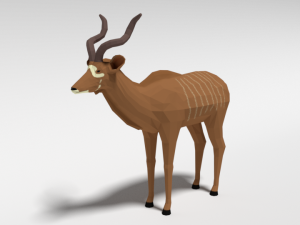 low poly cartoon greater kudu antelope 3D Model