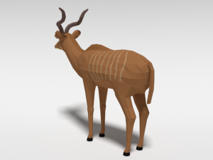 low poly cartoon greater kudu antelope 3Dモデル