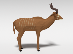 low poly cartoon greater kudu antelope 3Dモデル