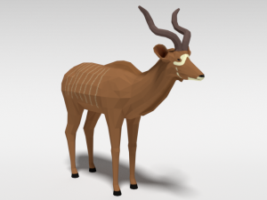 low poly cartoon greater kudu antelope 3Dモデル